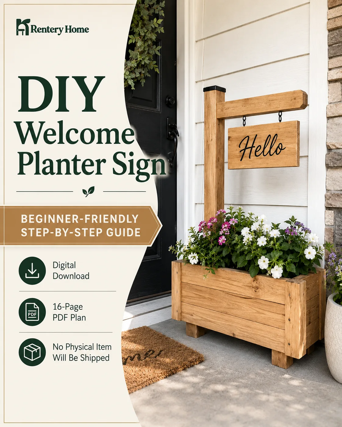 DIY Welcome Planter Sign Woodworking Plan digital resource